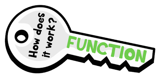 Grey 'Function' key with "How does it work?" written on it.