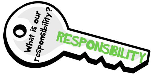Grey 'Responsibility' key with "What is our responsibility?" written on it.